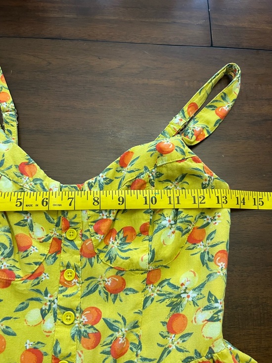 Wild Fable Romper Yellow with Orange Fruit Print, Feminine, Fitted, Cute, Small - Picture 6 of 6